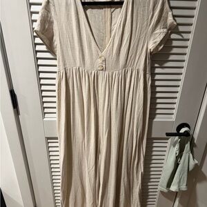 Elegant Cream V-Neck Dress